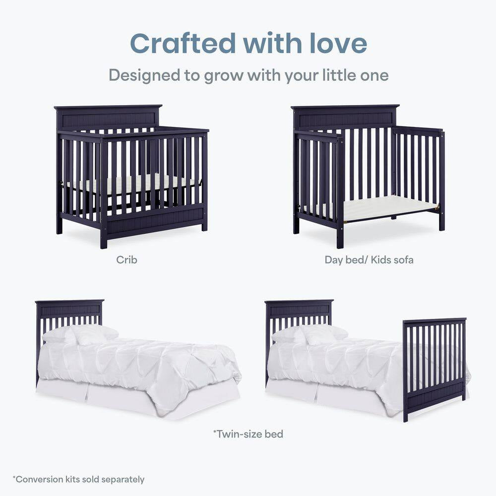 Harbor 4-in-1 Convertible Mini Crib – Navy