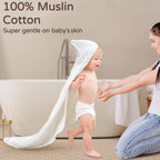 Muslin Hooded Baby Towel – 100% Cotton, Soft & Extra-Large (32x32”)