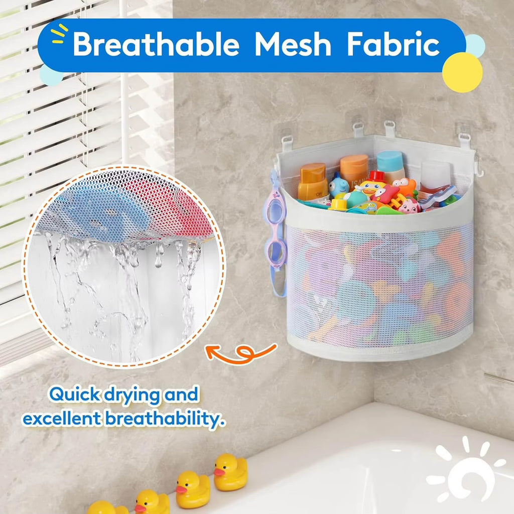 Kids Bath Toy Organizer – Large Mesh Storage Bag, Hanging Shower Caddy