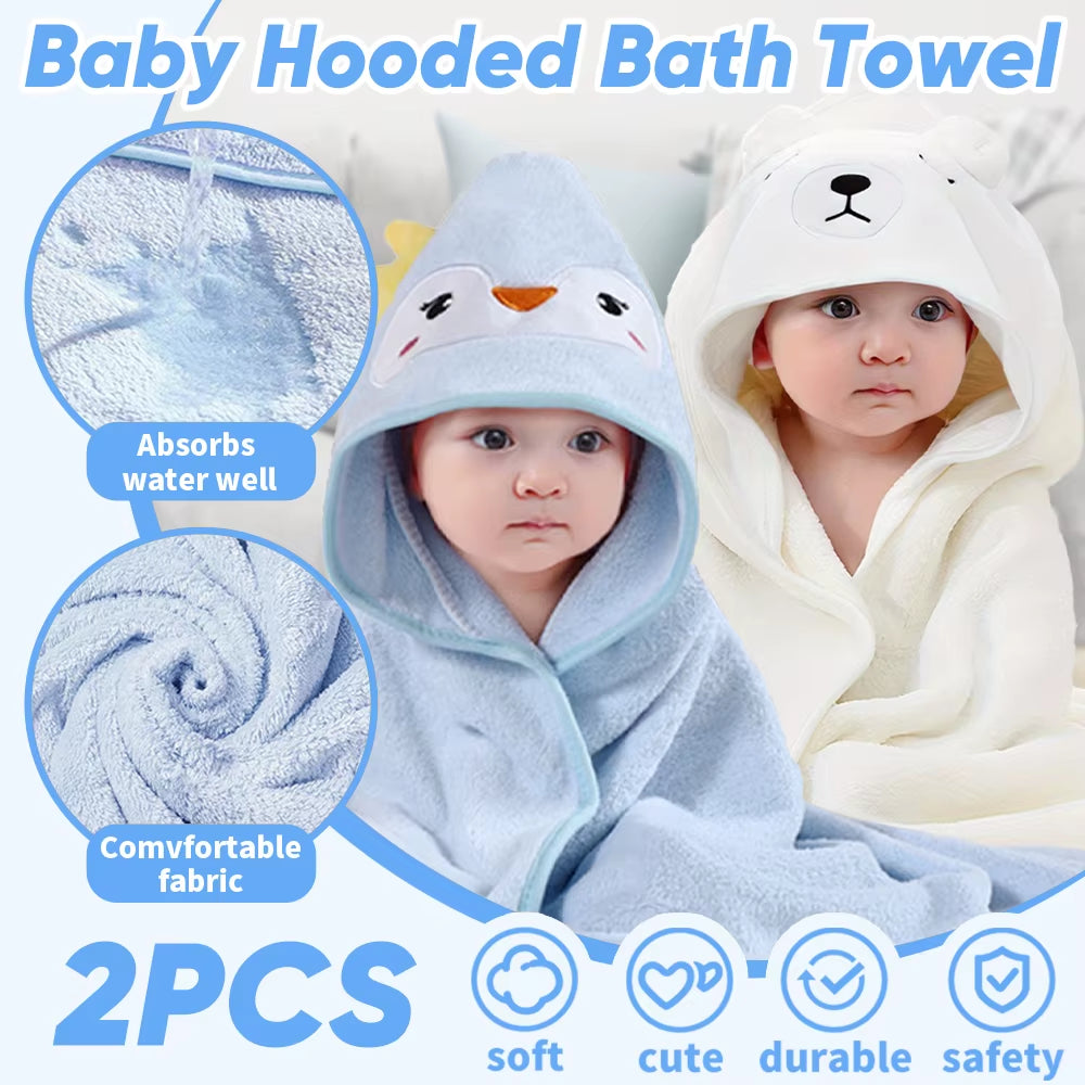 2-Pack Hooded Baby Towels – Soft, Cozy & Grow-With-Me Size (32x32”)