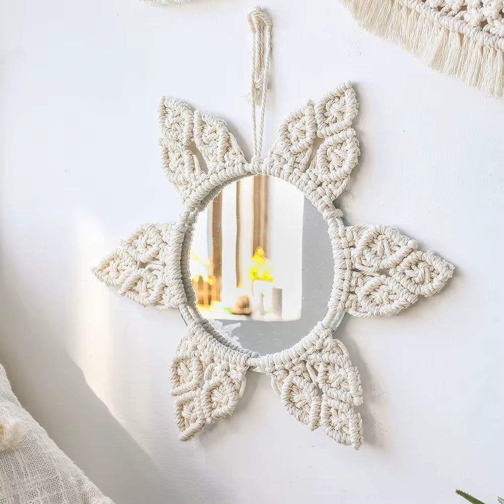 Boho Macrame Round Wall Mirror