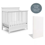 Petal Mini 4-in-1 Convertible Crib – White with Bonus Mattress