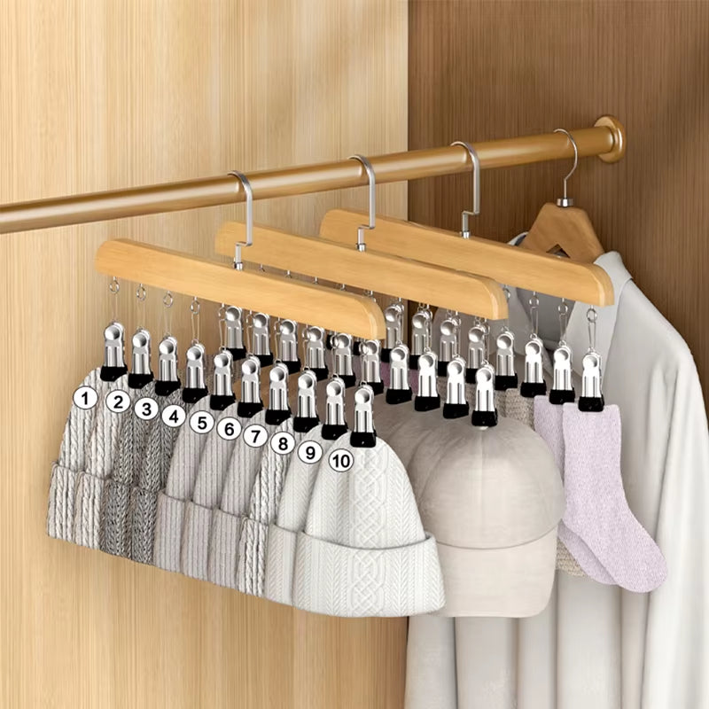 Portable 10-Clip Hanger – Space-Saving Organizer for Hats, Socks & More