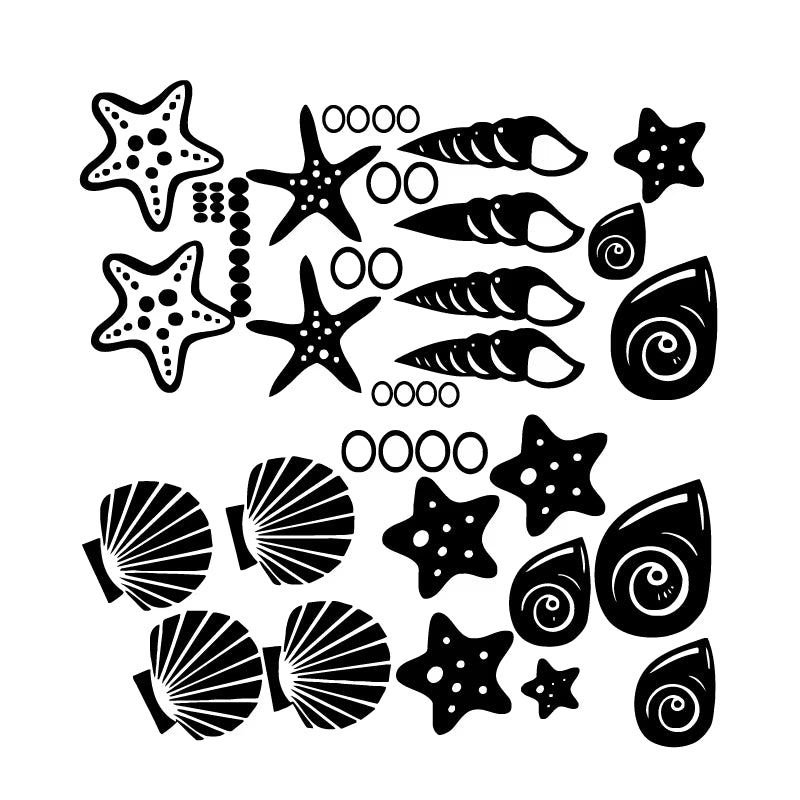 Beach Themed Room Decor - Set of 30 Fancy Sea Beach Shell Wall Decals , Vinyl Sea Shell Wall Stickers 