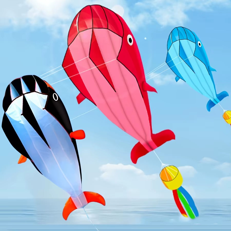 Soft Whale Kite Large Animal Beach Kite Outdoor Entertainment Game Easy to Fly anti Tear, Comes with Handle Cable Storage Bag