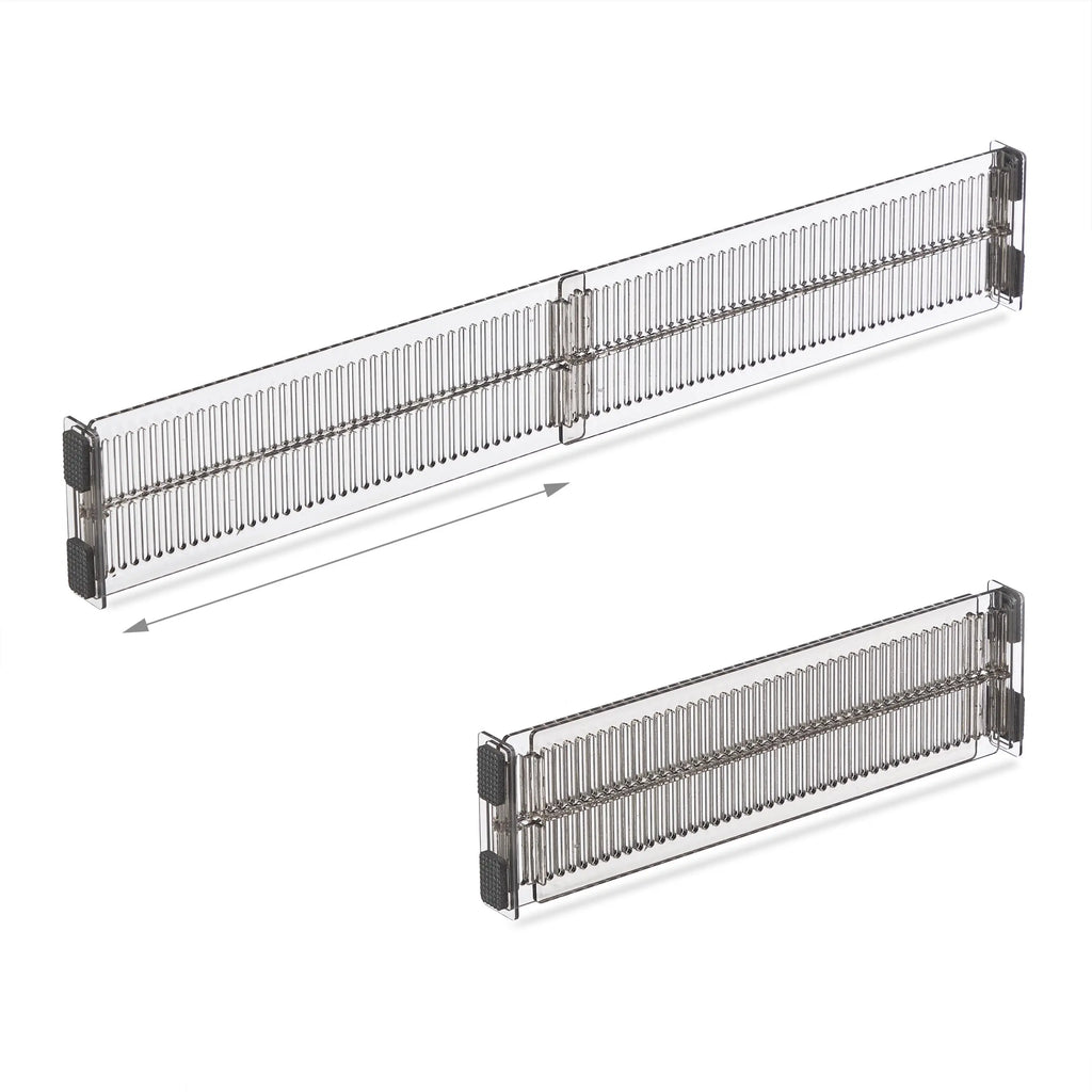 Drawer Divider Adjustable Length from 28 to 53.5 Cm, Kitchen Storage, Organiser, Plastic, Clear,