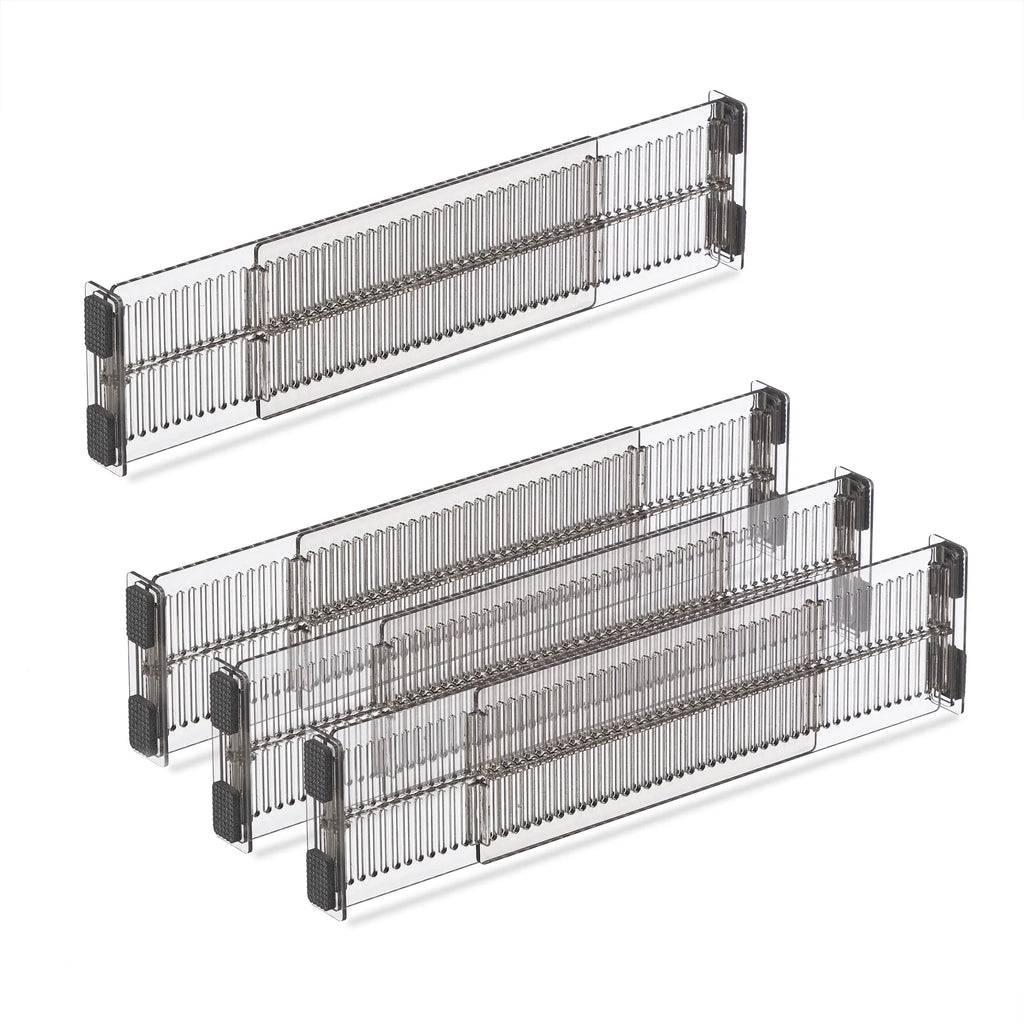Drawer Divider Adjustable Length from 28 to 53.5 Cm, Kitchen Storage, Organiser, Plastic, Clear,