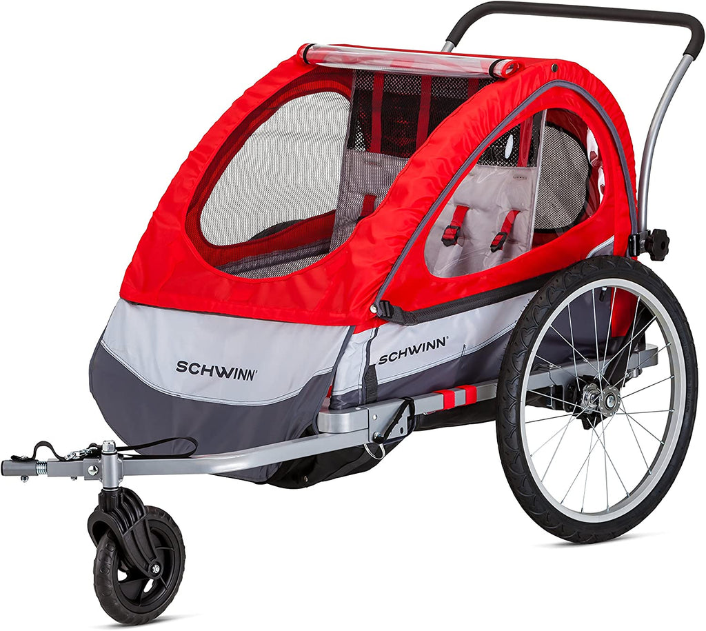 Trailblazer Double Bike Trailer – Seats 2 Kids, 80 lbs Max, Air Tires & Sun Canopy