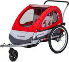 Trailblazer Double Bike Trailer – Seats 2 Kids, 80 lbs Max, Air Tires & Sun Canopy