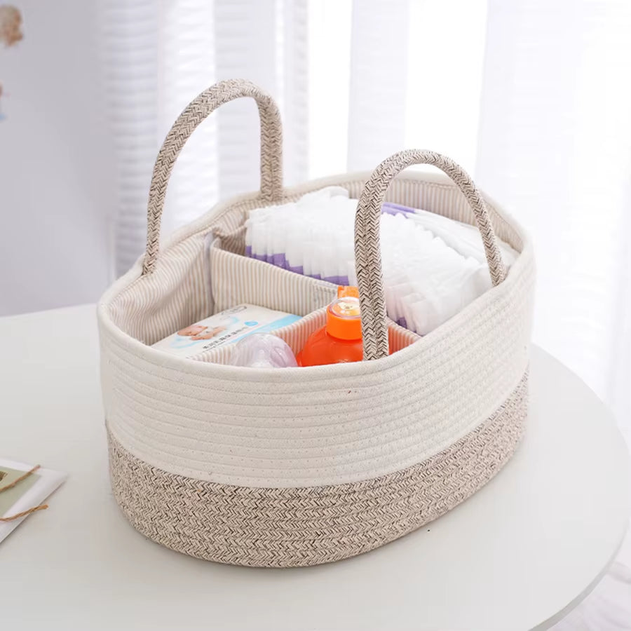 Multi-Use Diaper Bag & Organizer – Portable Cotton Rope Storage for Mom & Baby
