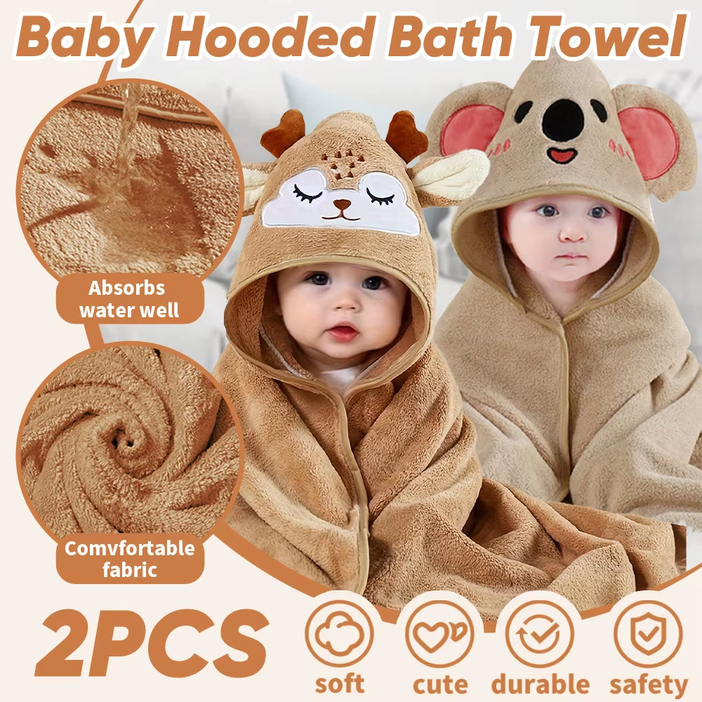 2-Pack Hooded Baby Towels – Soft, Cozy & Grow-With-Me Size (32x32”)