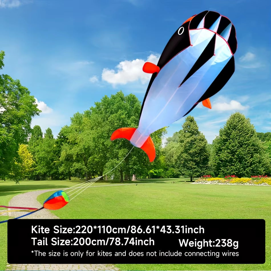 Soft Whale Kite Large Animal Beach Kite Outdoor Entertainment Game Easy to Fly anti Tear, Comes with Handle Cable Storage Bag