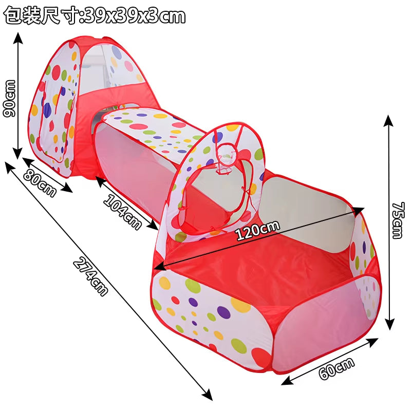 3 Pcs/Set Children'S Tent Tipi Ball Pool for Kids Portable Baby Wigwam Playhouse with Crawling Tunnel Baby Ocean Ball Pit Teepee