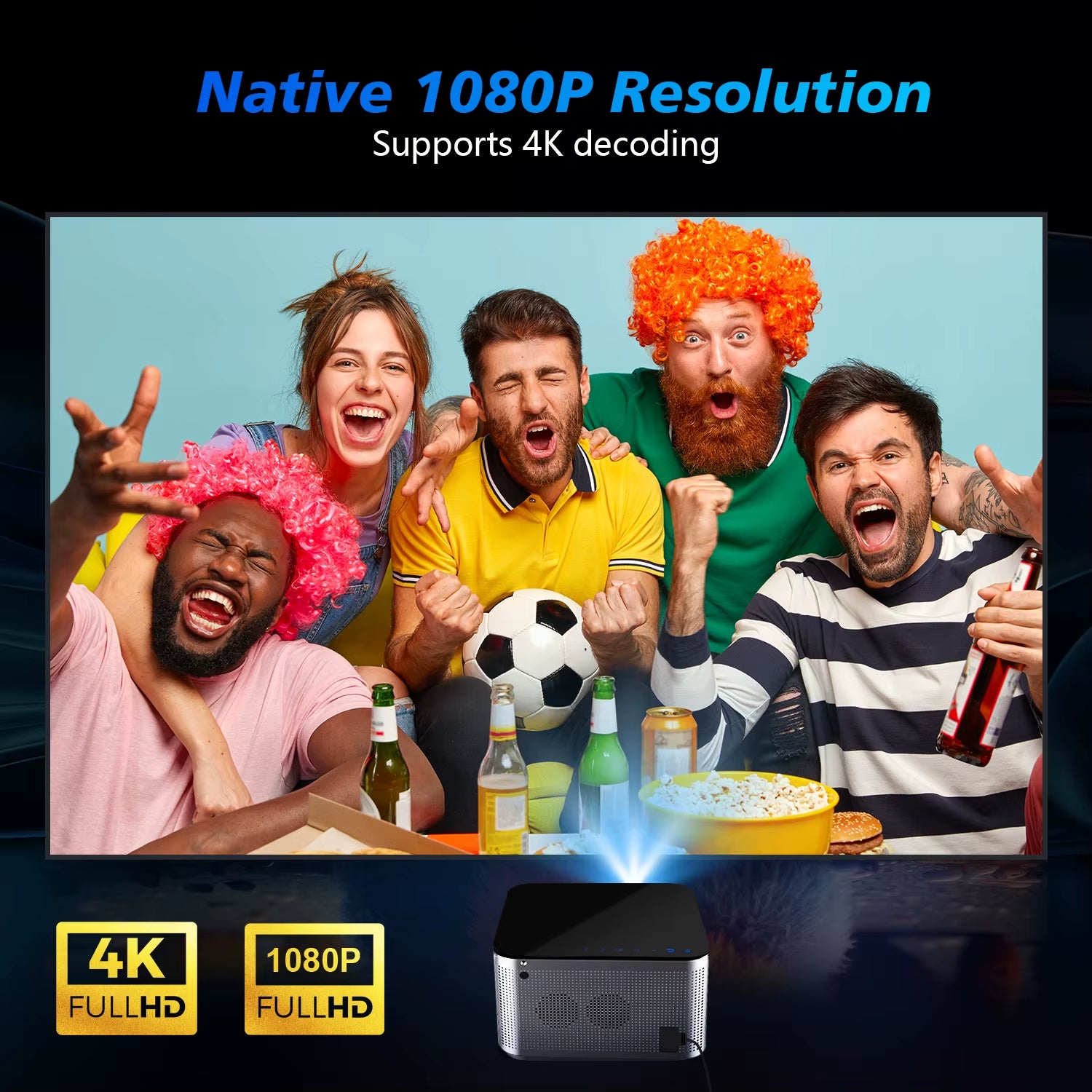 4K Android 11 Smart Projector – 580ANSI, Full HD 1080P, WiFi6, BT5.0, Voice Control Home Theater