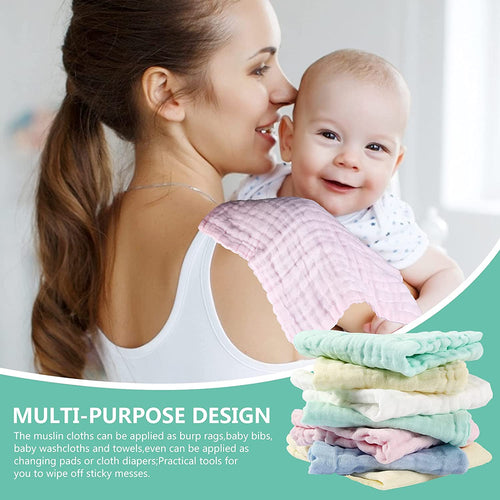 10-Pack Muslin Baby Washcloths – Ultra-Soft for Sensitive Skin
