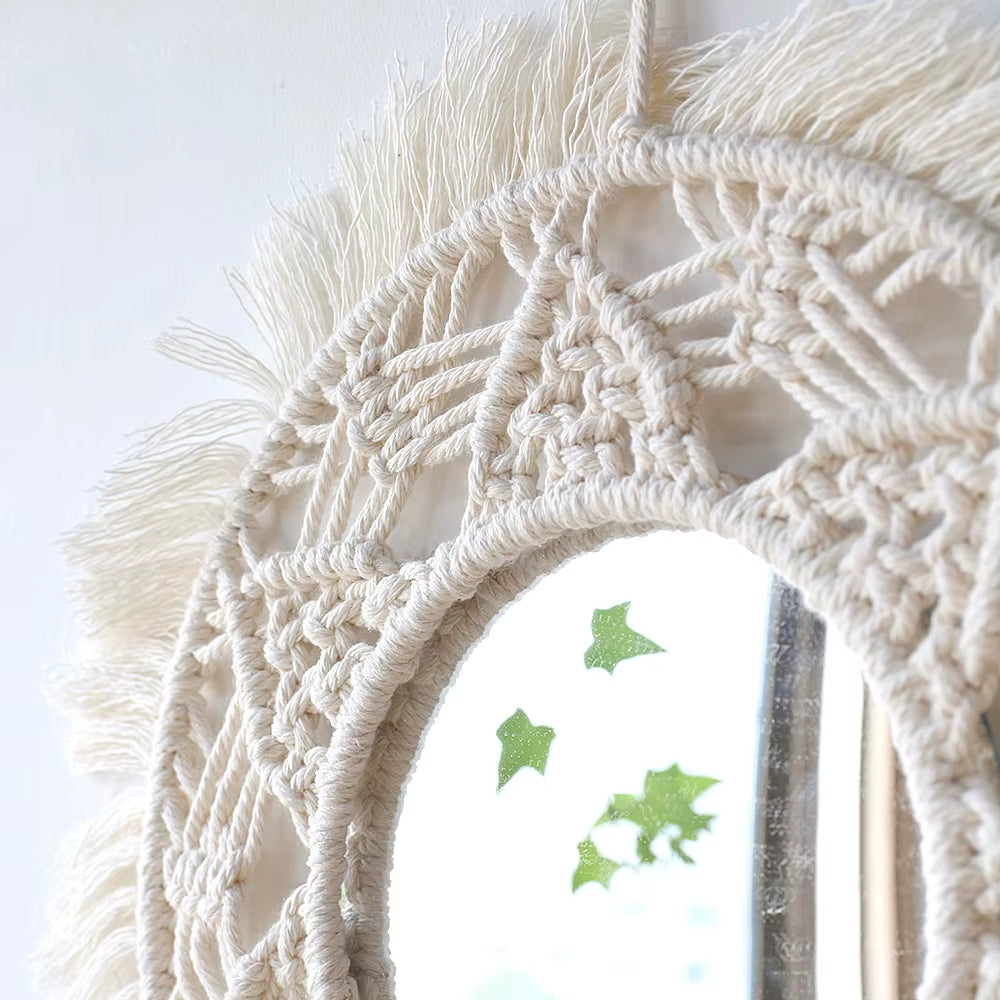 Boho Macrame Round Wall Mirror