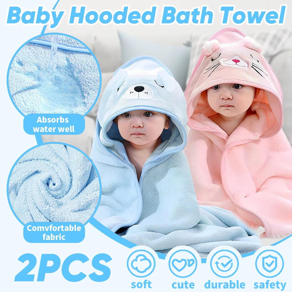2-Pack Hooded Baby Towels – Soft, Cozy & Grow-With-Me Size (32x32”)