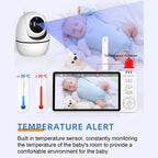 5” Video Baby Monitor – PTZ Camera, Zoom, Night Vision, Temp Sensor & Lullabies