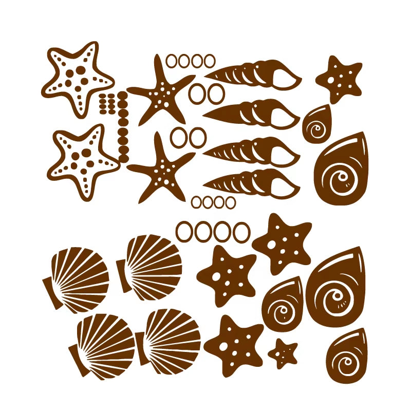 Beach Themed Room Decor - Set of 30 Fancy Sea Beach Shell Wall Decals , Vinyl Sea Shell Wall Stickers 