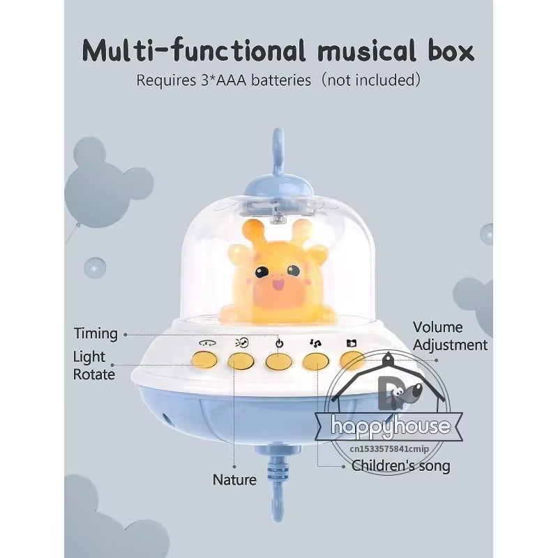 Musical Crib Mobile – Lights, Projection & Remote Control for Soothing Sleep