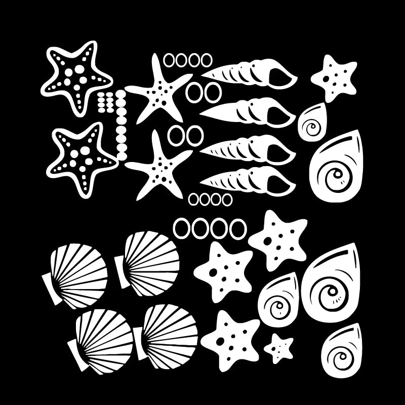 Beach Themed Room Decor - Set of 30 Fancy Sea Beach Shell Wall Decals , Vinyl Sea Shell Wall Stickers 