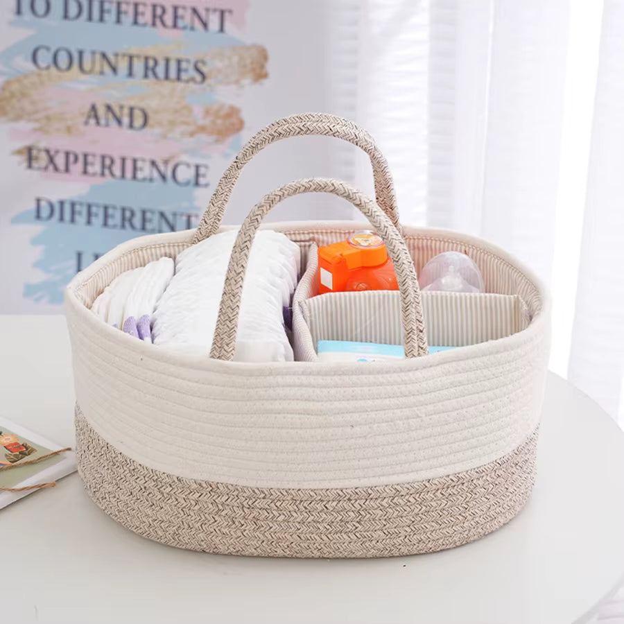 Multi-Use Diaper Bag & Organizer – Portable Cotton Rope Storage for Mom & Baby