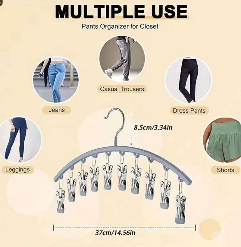 Portable 10-Clip Hanger – Space-Saving Organizer for Hats, Socks & More