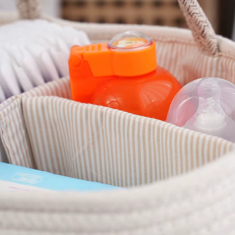 Multi-Use Diaper Bag & Organizer – Portable Cotton Rope Storage for Mom & Baby
