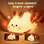 LED Silicone Rabbit Night Light – Touch, USB Rechargeable, Kids & Animal Lovers