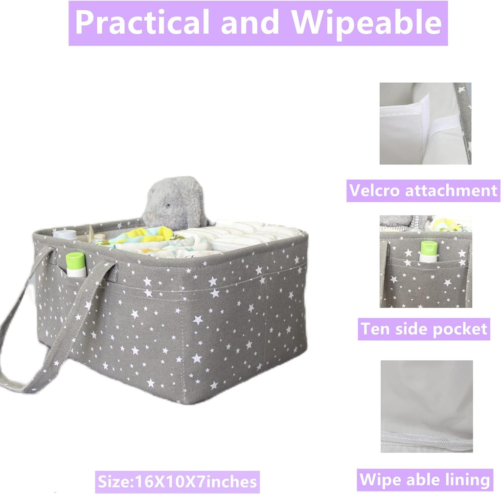 Portable Baby Diaper Caddy – Large Nursery Organizer for Changing Table & Car