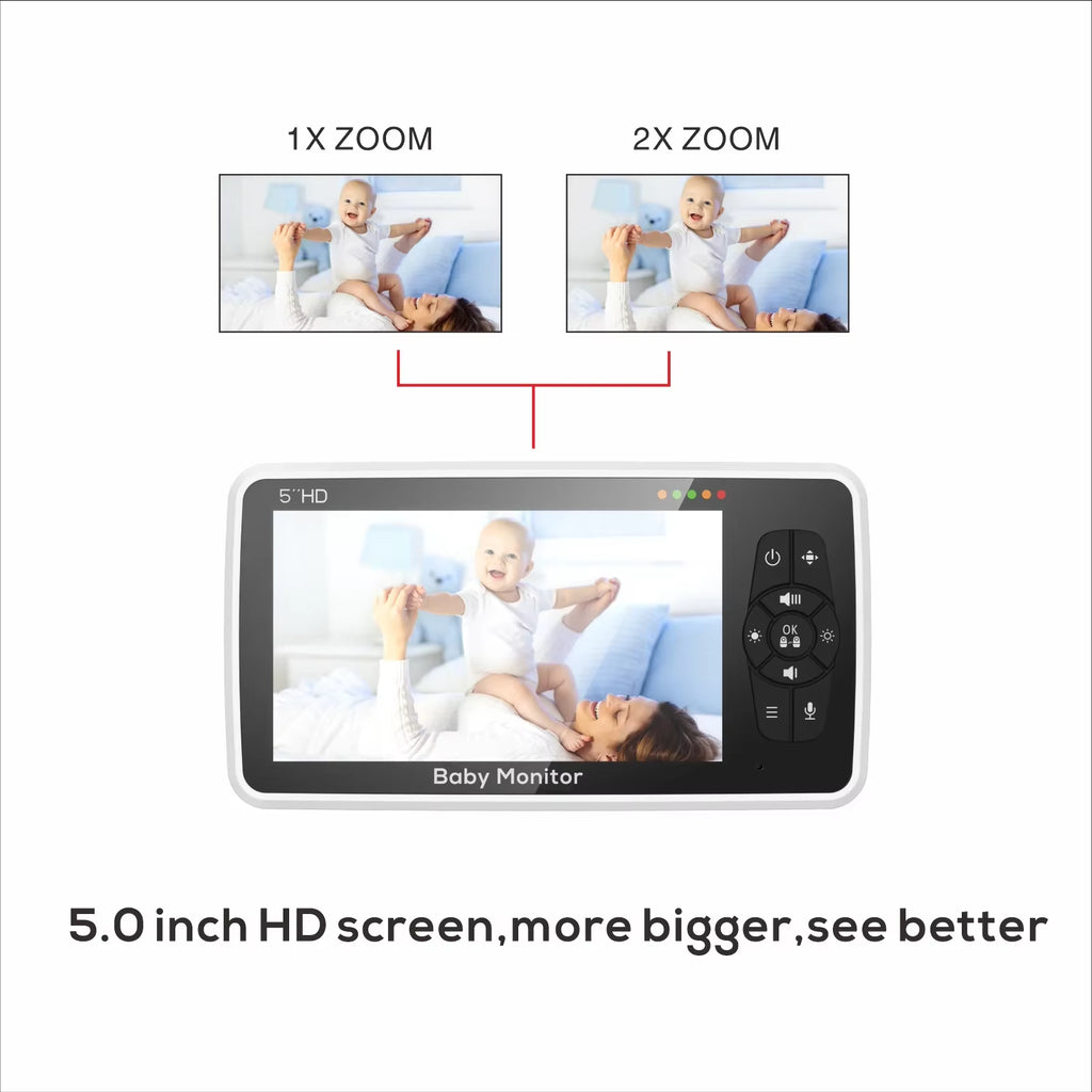 5” Baby Monitor – 2 Cameras, 1000ft Range, Night Vision, 2-Way Audio & Temp Sensor