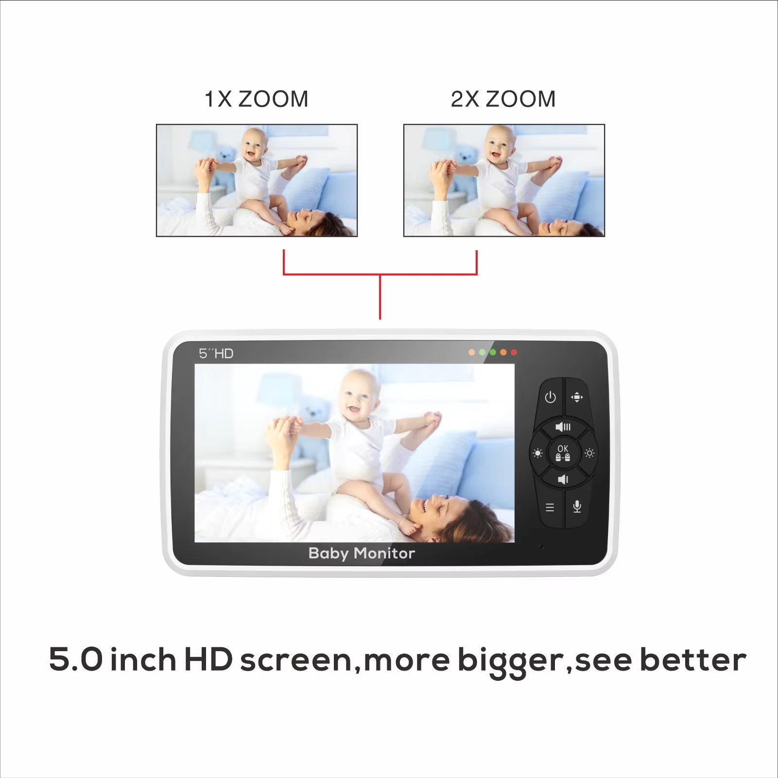 5” Baby Monitor – 2 Cameras, 1000ft Range, Night Vision, 2-Way Audio & Temp Sensor
