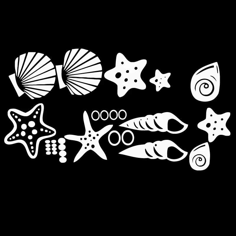 Beach Themed Room Decor - Set of 30 Fancy Sea Beach Shell Wall Decals , Vinyl Sea Shell Wall Stickers 