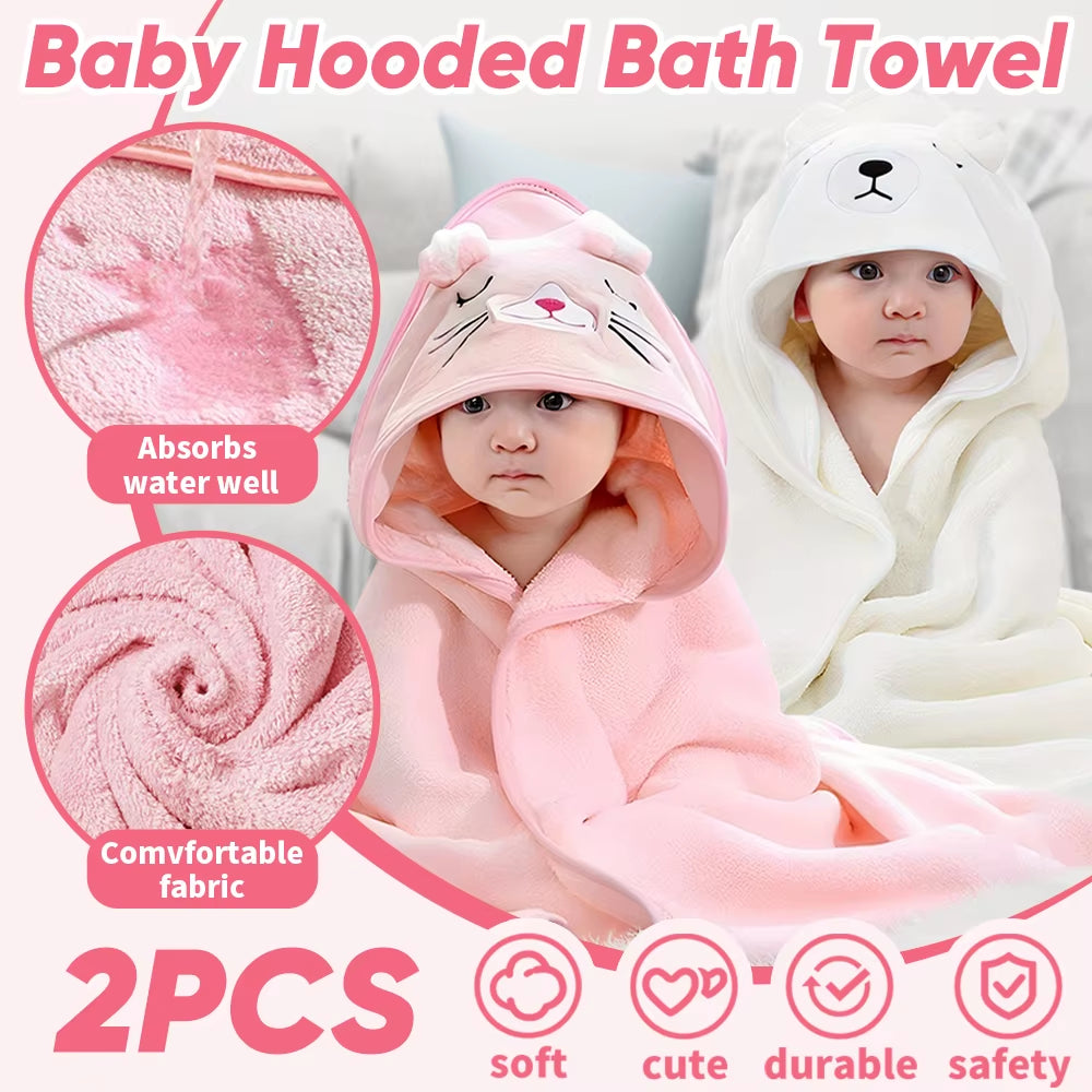 2-Pack Hooded Baby Towels – Soft, Cozy & Grow-With-Me Size (32x32”)