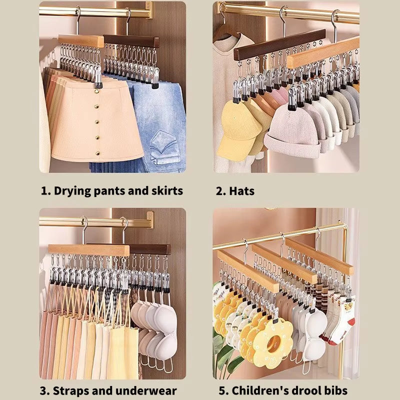 Portable 10-Clip Hanger – Space-Saving Organizer for Hats, Socks & More