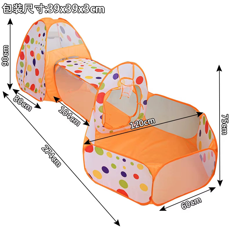 3 Pcs/Set Children'S Tent Tipi Ball Pool for Kids Portable Baby Wigwam Playhouse with Crawling Tunnel Baby Ocean Ball Pit Teepee