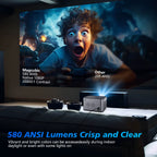 4K Android 11 Smart Projector – 580ANSI, Full HD 1080P, WiFi6, BT5.0, Voice Control Home Theater
