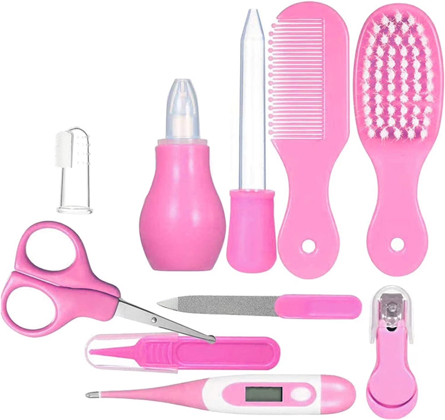 Happon 10-Piece Essential Baby Healthcare & Grooming Kit – Portable Nursery Suite (Pink)