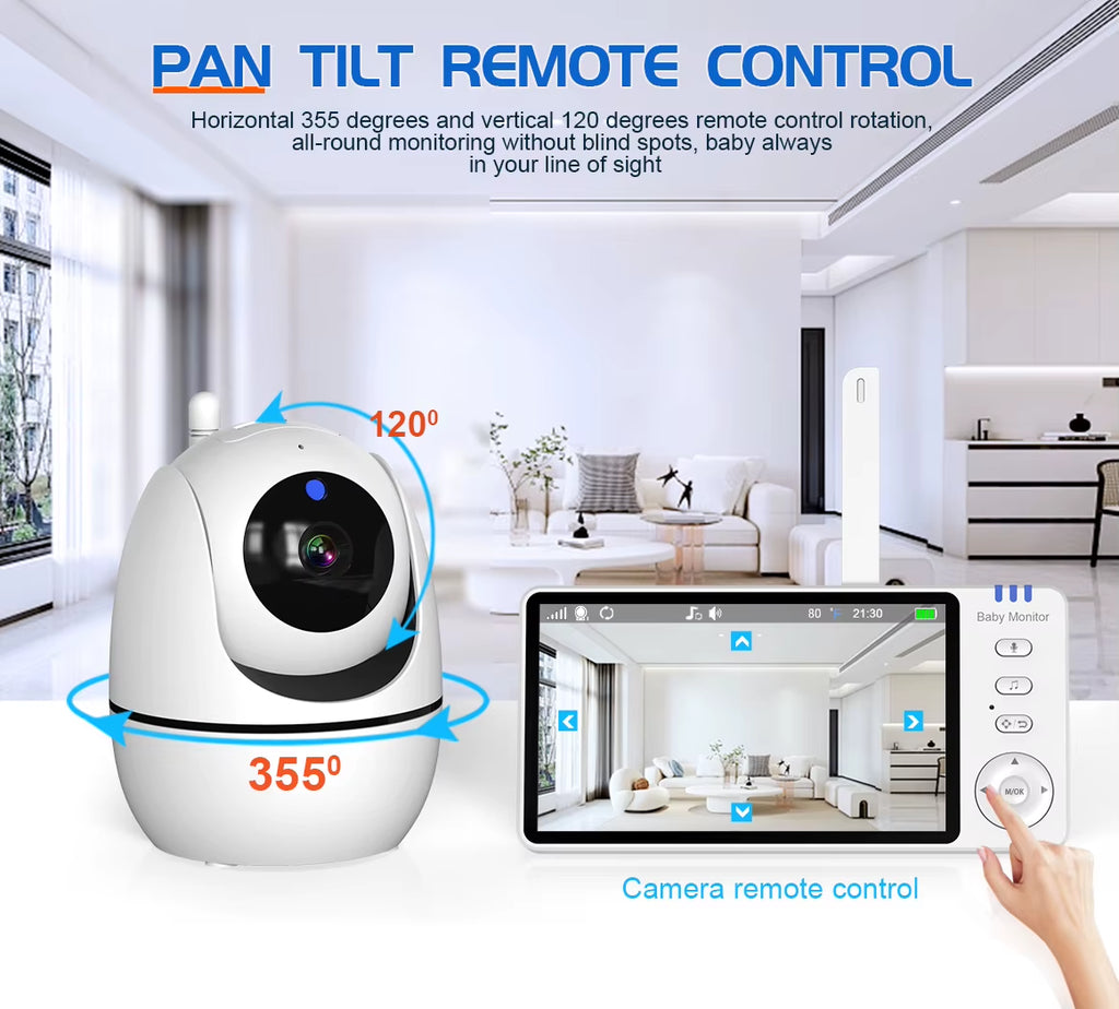 5” Video Baby Monitor – Camera & Audio, 2-Way Talk, Temp Display, 22Hr Battery