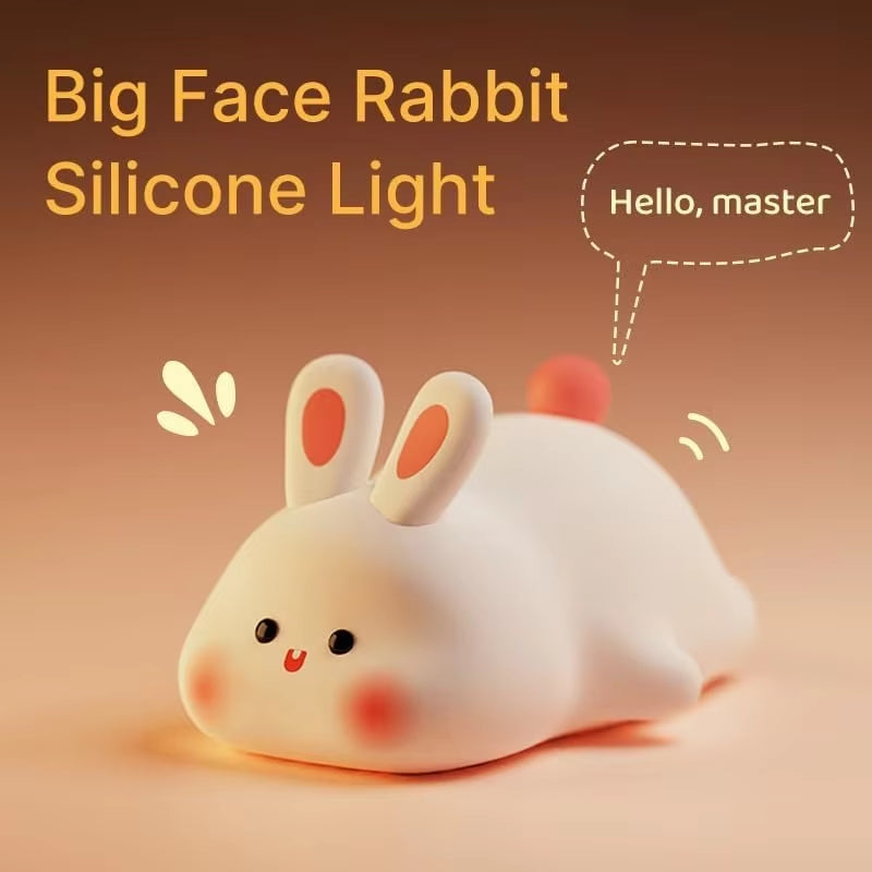 LED Silicone Rabbit Night Light – Touch, USB Rechargeable, Kids & Animal Lovers