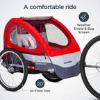 Trailblazer Double Bike Trailer – Seats 2 Kids, 80 lbs Max, Air Tires & Sun Canopy