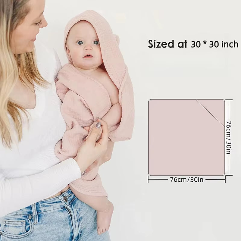 Muslin Hooded Baby Towel – Ultra-Soft, Lightweight & Absorbent (30x30”)