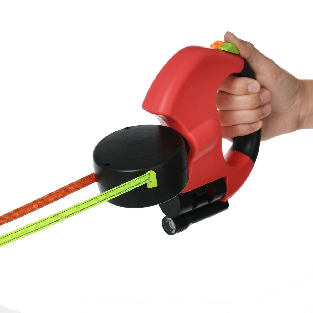 3M Retractable Dual Dog Leash with LED Light – Tangle-Free, 360° Swivel for Small Dogs