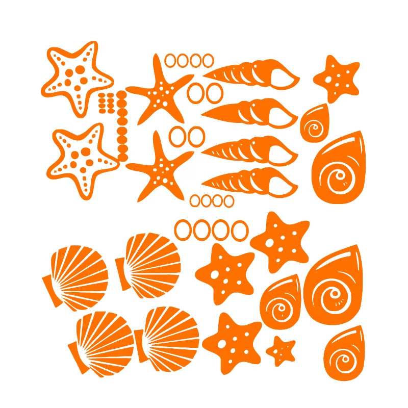 Beach Themed Room Decor - Set of 30 Fancy Sea Beach Shell Wall Decals , Vinyl Sea Shell Wall Stickers 